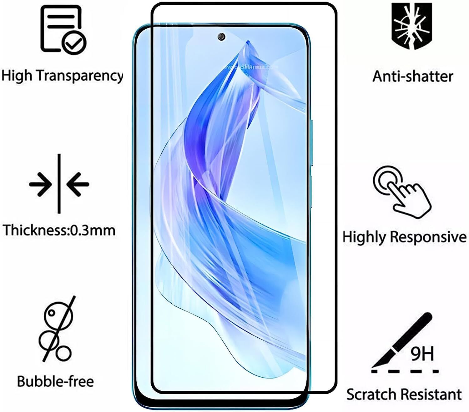 Honor 90 Pro Full Cover Tempered Glass Screen Protector - 9H