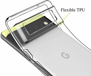 Google Pixel 6 Case Clear Gel Cover & Glass Screen Protector