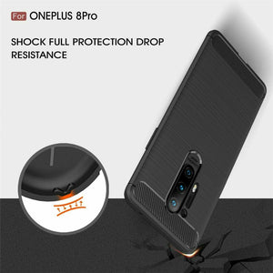 OnePlus 8 Pro / 5G Case Carbon Gel Cover & Full Glass Screen Protector