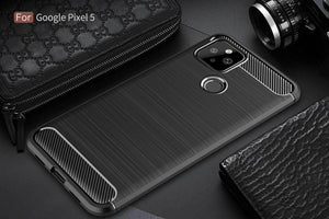 Google Pixel 5 Case Carbon Fibre Cover & Glass Screen Protector