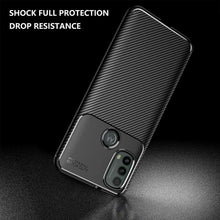 Motorola Moto E30 Case Carbon Slim Cover & Glass Screen Protector