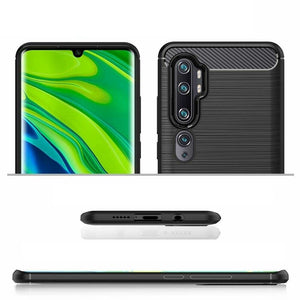 Xiaomi Mi Note 10 Pro Case Carbon Gel Cover & Full Glass Screen Protector