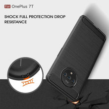 OnePlus 7T Case Carbon Fibre Cover & Glass Screen Protector