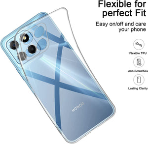 Honor X8 4G / 5G Case, Slim Silicone Clear Gel Cover  Glass Screen Protector