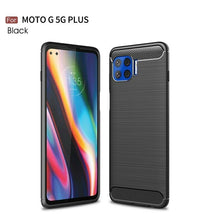 Motorola Moto G 5G Plus Case Carbon Fibre Cover & Glass Screen Protector