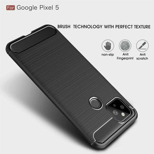 Google Pixel 5 Case Carbon Fibre Cover & Glass Screen Protector