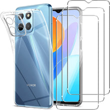 Honor X8 4G / 5G Case, Slim Silicone Clear Gel Cover  Glass Screen Protector