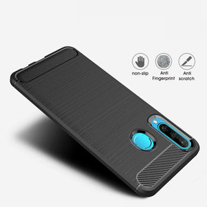 Huawei P30 lite Case Carbon Fibre Cover & Glass Screen Protector