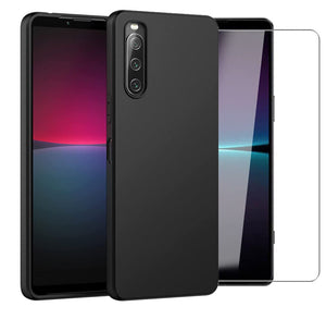 Sony Xperia 10 IV Case Silicone Gel Cover & Glass Screen Protector