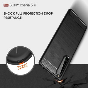 Sony Xperia 5 III Case Carbon Fibre Cover & Glass Screen Protector