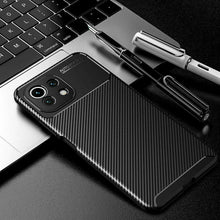 Xiaomi 11 Lite 5G NE Case Carbon Slim Cover & Glass Screen Protector