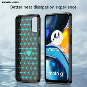 Motorola Moto G22 Case Carbon Fibre Cover & Glass Screen Protector