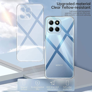 Honor X8 4G / 5G Case, Slim Silicone Clear Gel Cover  Glass Screen Protector