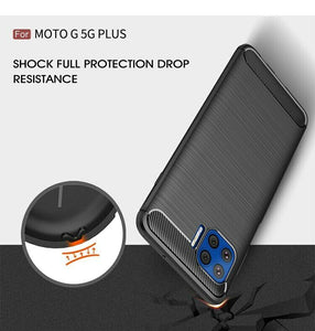 Motorola Moto G 5G Plus Case Carbon Fibre Cover & Glass Screen Protector