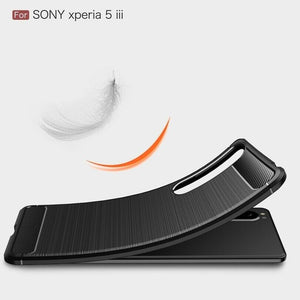 Sony Xperia 5 III Case Carbon Fibre Cover & Glass Screen Protector