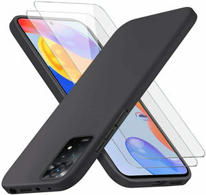 Xiaomi Redmi Note 11 Pro 5G Case Slim Silicone Cover &Glass Screen Protector