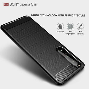 Sony Xperia 5 III Case Carbon Fibre Cover & Glass Screen Protector