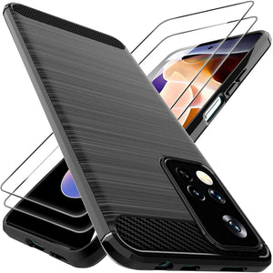 Xiaomi Redmi Note 11 Pro 5G Case Carbon Fibre Cover& Glass Screen Protector