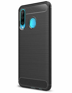 Huawei P30 lite Case Carbon Fibre Cover & Glass Screen Protector