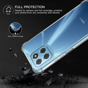 Honor X8 4G / 5G Case, Slim Silicone Clear Gel Cover  Glass Screen Protector