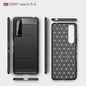 Sony Xperia 5 III Case Carbon Fibre Cover & Glass Screen Protector