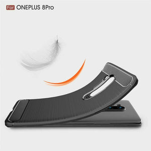 OnePlus 8 Pro / 5G Case Carbon Gel Cover & Full Glass Screen Protector