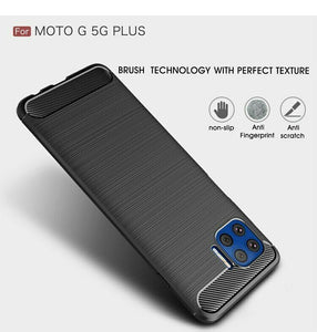 Motorola Moto G 5G Plus Case Carbon Fibre Cover & Glass Screen Protector