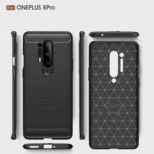 OnePlus 8 Pro / 5G Case Carbon Gel Cover & Full Glass Screen Protector