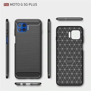 Motorola Moto G 5G Plus Case Carbon Fibre Cover & Glass Screen Protector