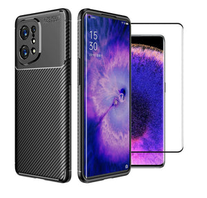 Oppo Find X5 Pro 5G Case Carbon Slim Cover & Glass Screen Protector