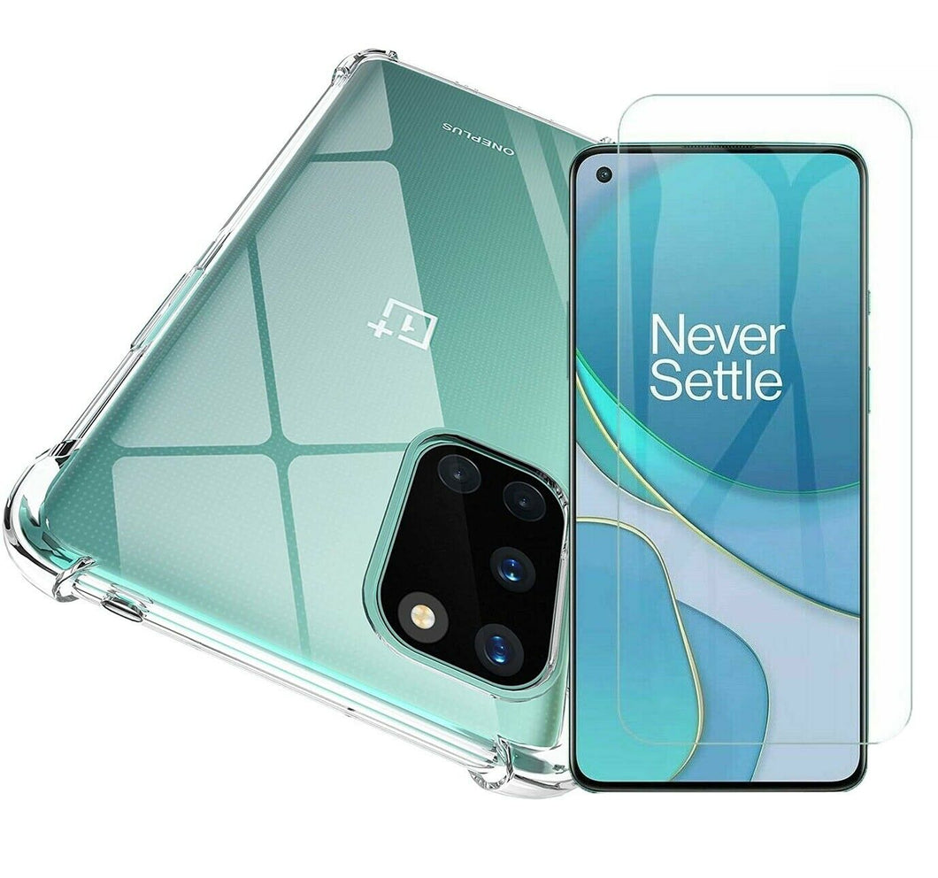 OnePlus 8T+ 5G Case Clear Shockproof Cover & Glass Screen Protector