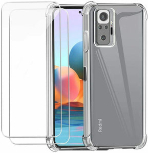 Xiaomi Redmi Note 10 Pro Max Case Clear Shockproof  & Glass Screen Protector