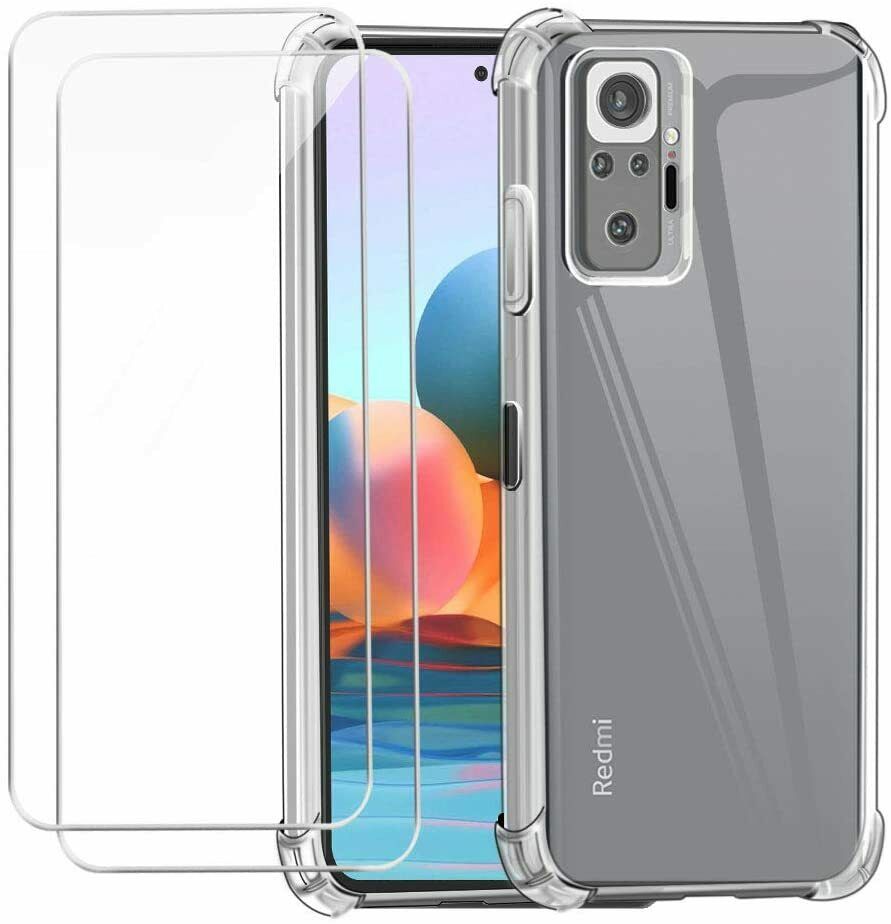 Xiaomi Redmi Note 10 Pro Max Case Clear Shockproof  & Glass Screen Protector