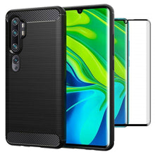 Xiaomi Mi Note 10 Pro Case Carbon Gel Cover & Full Glass Screen Protector