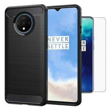 OnePlus 7T Case Carbon Fibre Cover & Glass Screen Protector