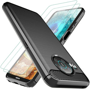 Nokia X20 Case Carbon Fibre Cover & Glass Screen Protector