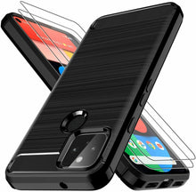 Google Pixel 5 Case Carbon Fibre Cover & Glass Screen Protector