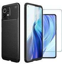 Xiaomi 11 Lite 5G NE Case Carbon Slim Cover & Glass Screen Protector