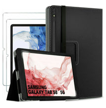 Samsung Galaxy Tab S8+ Case Leather Folio Stand Cover & Glass Protector