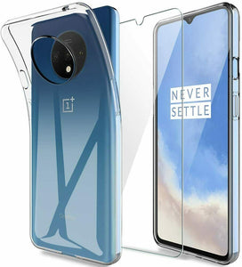 OnePlus 7T Case Clear Slim Gel Cover & 2 Pack Glass Screen Protector