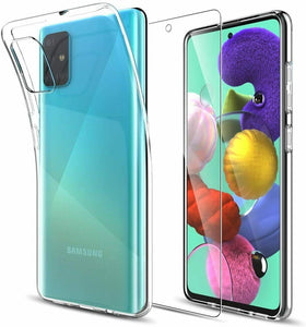 Samsung Galaxy A51 Case Clear Gel Cover & 2 Pack Glass Screen Protector