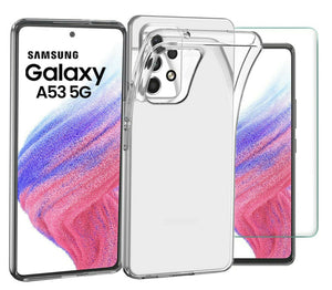 Samsung Galaxy A53 5G Case Clear Slim Gel Cover & Glass Screen Protector