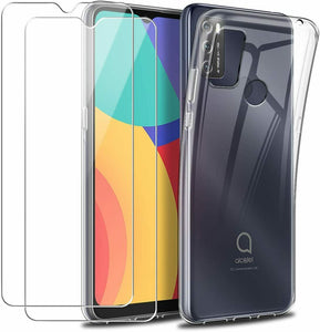 alcatel 3L (2021) Case Clear Cover & Glass Screen Protector