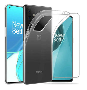 OnePlus 9 Case Clear Gel Cover & Glass Screen Protector