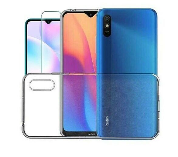 Xiaomi Redmi 9AT Case Clear Gel Cover & Glass Screen Protector