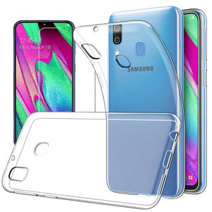 Samsung Galaxy A40 Case Clear Slim Gel Cover & Glass Screen Protector