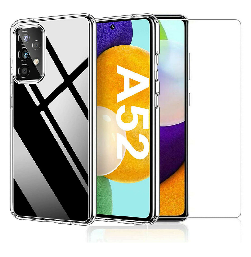 Samsung Galaxy A52 Case Clear Gel Cover & Glass Screen Protector