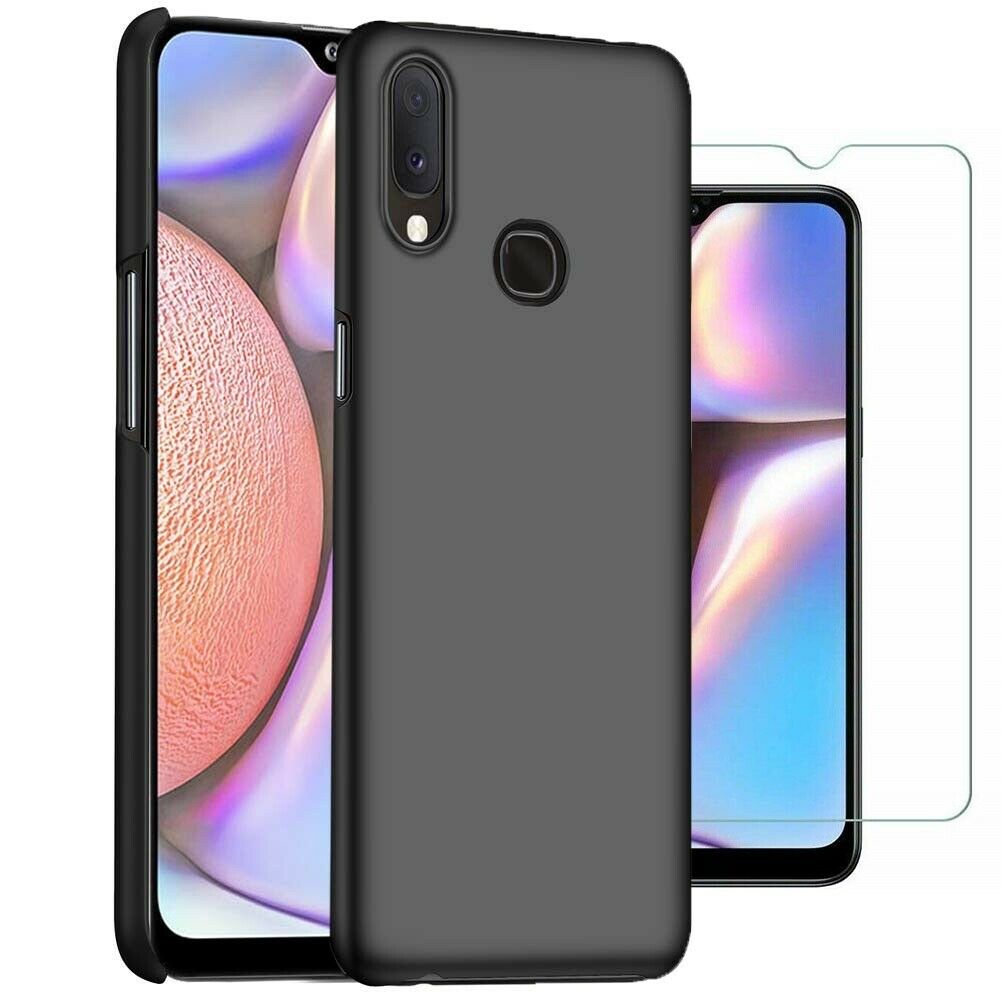 Samsung Galaxy A10s Case Slim Hard Back Cover & Glass Screen Protector