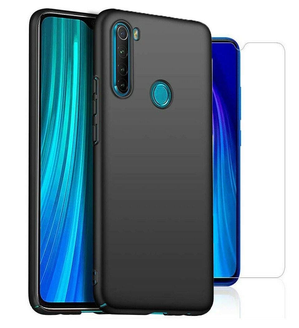 Xiaomi Redmi Note 8 Case Slim Hard Cover & Glass Screen Protector